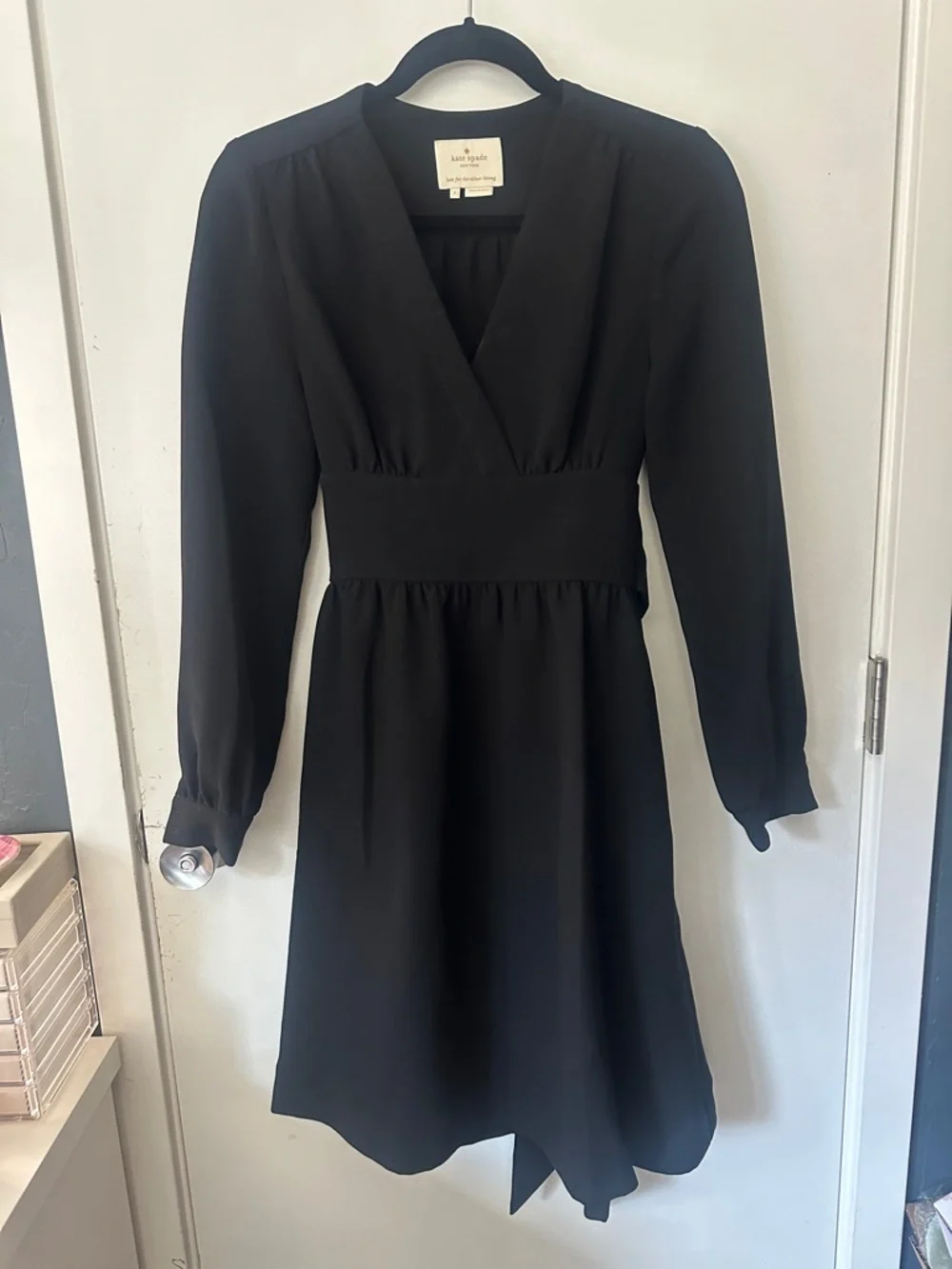 kate spade Black V-Neck Long Sleeve A-Line Dress